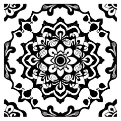 Floral Mandala Pattern Vector Black and White Design