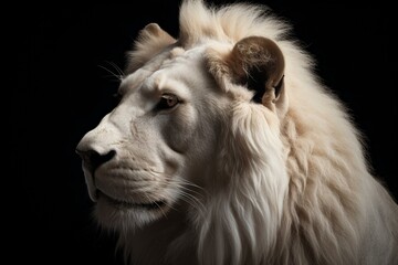 White isolated lion. Generative AI