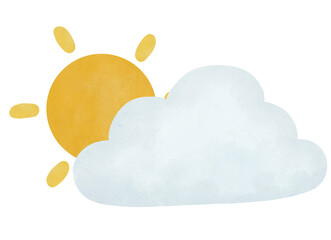 Partly cloudy watercolor illustration