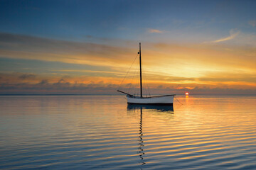 Fishing boat during sunset, Puck Bay, Kuznica village, Hel Peninsula, Poland