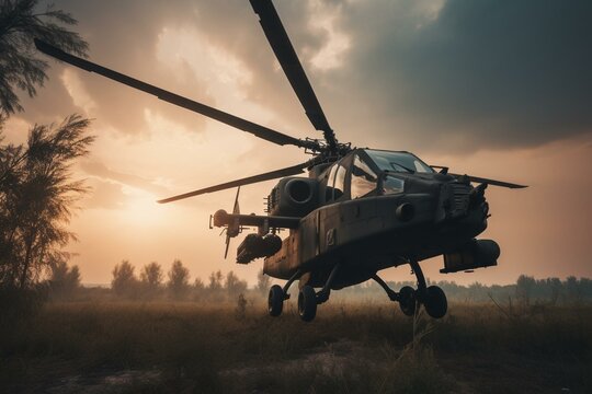 A high-tech Russian military helicopter KA-52. Generative AI