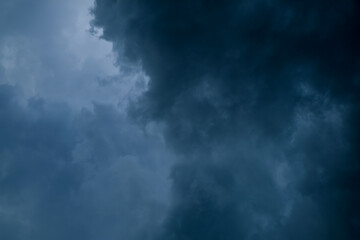 Dark sky during thunderstorm or dark clouds background