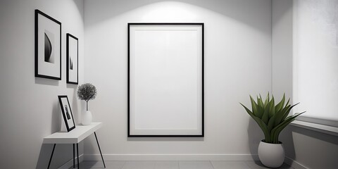 Fototapeta na wymiar frame on white wall, frame mockup