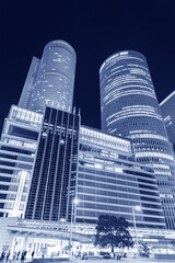 Night scenery of exterior of high rise office building in Nagoya city, Japan