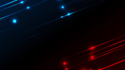 Fototapeta na wymiar Blue and red neon glowing laser lines hi-tech background