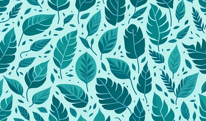 random position mint leaves design patterns prints in light green background made with generative ai