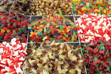 Oriental sweets and candies are sold at a bazaar in Israel.