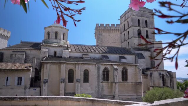 Unveiling the Majesty of the Papal Palace and Cathedral, Featuring the Golden Statue of Notre Dame in Avignon