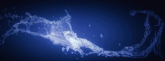 抽象的な青い水しぶきと黒背景