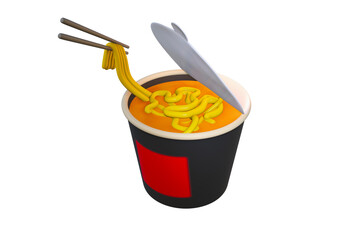 ramen cup noodles food 3d rendering.