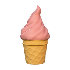 Strawberry Soft Cream 3D rendering.