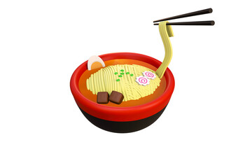 ramen noodles food 3d rendering