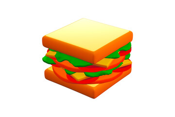 sandwich food object 3d rendering