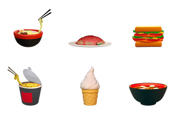  food set object  3d rendering
