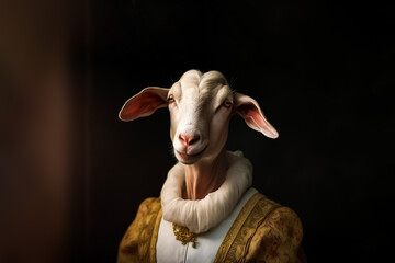 The female goat in a dress is a symbol of grace and elegance, perfect for brands looking to showcase their refined and sophisticated side. generative AI.