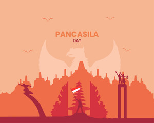 Pancasila Day Flat Illustration Template
