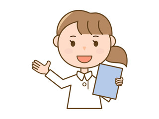 笑顔で正面を向く看護師さん_白衣を着た女性のイラスト