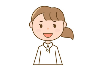 笑顔で正面を向く看護師さん_白衣を着た女性のイラスト