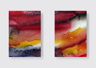 Modern Abstract Watercolor Art Painting set. Vector color illustration.