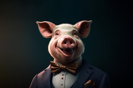 a male pig in a business suit represents strength and determination, making it a great image for companies that prioritize these values in their branding. generative AI.