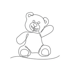 Teddy bear One line drawing on white background