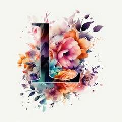  floral letter L of the alphabet, generative AI