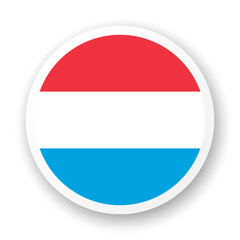 Flag of Luxembourg flat icon. Round vector element with shadow underneath. Best for mobile apps, UI and web design.