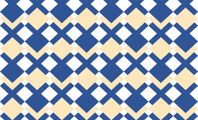 Retro traditional diamond pattern seamless repeat style, replete image design for fabric printing, blue and cream color wallpaper
