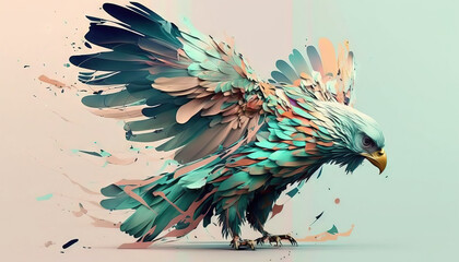 Eagle abstract wallpaper. Soft background with cute falkon bird in Pastel colors generative ai