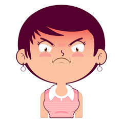 girl angry face cartoon cute