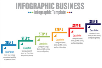 Business vector infographic with 6 steps,six options, parts or processes for presentation
