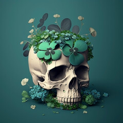 skull with leaf decoration