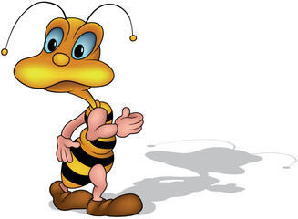 Surprised Wingless Bee Walks on the Ground with its Head Turned