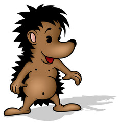 Brown Cute Hedgehog with Smile
