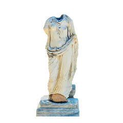 Roman ancient headless statue on the excavation of Carthage, Tunisia, Africa, isolated on a white background