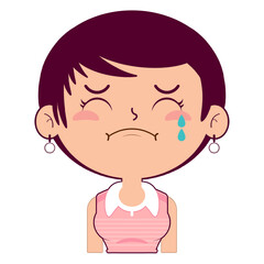 girl crying and scared face cartoon cute