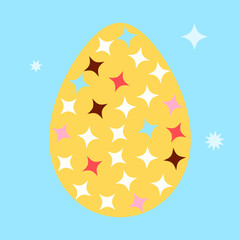 Yellow Easter Egg with Stars,flat vector illustration