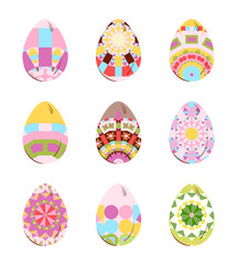 Easter Eggs set,with ornament, flat vector  collection