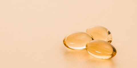 Oil omega 3 gel capsules, essential fatty acids.