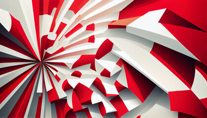 Generative AI, Red and White Geometric Shapes Abstract Pattern