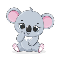Cute cartoon baby koala. Vector cartoon illustration.
