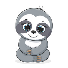 Cute Cartoon Sloth. Concept for children print.