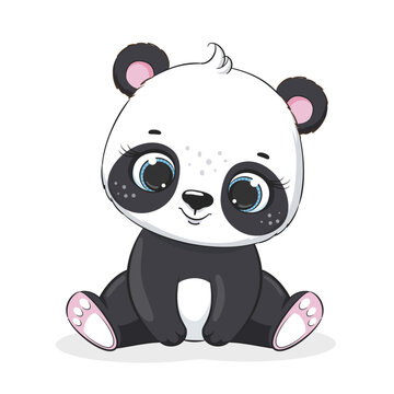 Cute baby panda. Vector illustration for baby shower, greeting card, party invitation, fashion clothes t-shirt print.