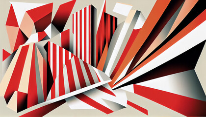 Generative AI, Red and White Stripes and Shapes