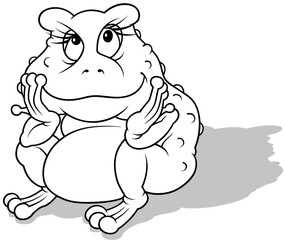 Drawing of a Sitting Pensive Frog