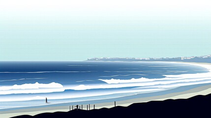 Paysage bord de mer, couleur douce,  IA g&eacute;n&eacute;rative, G&eacute;n&eacute;rative, IA 