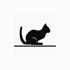 Silhouette of a cat. Black vector shadow of a cat. Symbol, icon, emblem image of a cat. Used for advertising, printing on fabric, paper, web design, grooming salon, veterinary clinic, hotel.