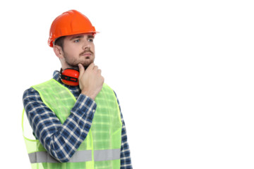 Young man civil engineer, isolated on white background