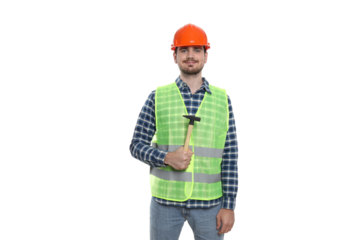 Young man civil engineer, isolated on white background