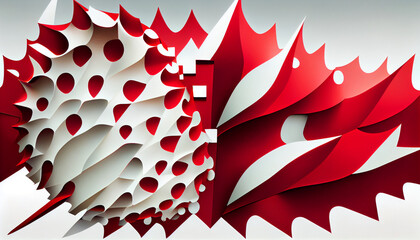 Generative AI, Organic and Geometric Shapes in Red and White